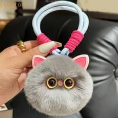 PRESTON Imitação De Pele De Coelho Chaveiro , Saco De Pelúcia Pendurado Pingente De Gato , De Carro Kawaii Peludo