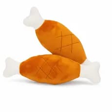Brinquedo de Cachorro Pet Kit 2 Pelúcia Carne e Osso Mordedor com Apito Som Bordado Divertido Macio