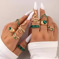Conjunto de 5 peças Novo Estilo Retro Fashion Metal Snake Ring com Diamantes Várias Cores Disponíveis