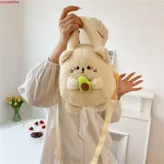 JUNYUE Bolsa De Pelúcia De Coelho , Moedas Armazenamento De Telefone Crossbody De Desenho Animado Escolar De Boneca