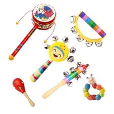 6pcs Sino De Tambor De Raspagem Martelo De Areia Rattle Spin Toy Brinquedos De Madeira Para Bebês 1 2 3 4 5 6 7 8 9 10 1