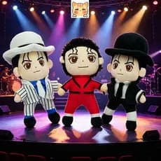 BCT ✨ Quente Mike Brinquedo De Pelúcia Super Cantor Boneca Pop Lenda Plushie Retro Estrela Com Terno Preto Chapéu Design