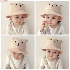 JUNYUE Chapéu Balde Para Bebê , De Urso Coreano De Cor Sólida , Algodão Ao Ar Livre Casual Meninos Meninas Sol Infantil
