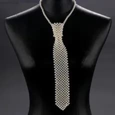PEWANYDI Draweye Pearls Tie Colar Longo , Gargantilha Estilo Coreano Gravata De Cristal , Corrente De Clavícula Hipérbol