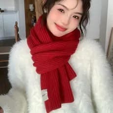 Ano novo lenço vermelho feminino inverno 2025 novo estilo versão coreana High-End natal quente engrossado cachecol de lã