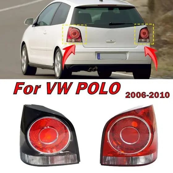 Para Volkswagen VW POLO 2006 2007 2008 2009 2010 Carcaça Da Lâmpada De Luz Traseira Sem Lâmpadas De-Choque De Aviso Aces