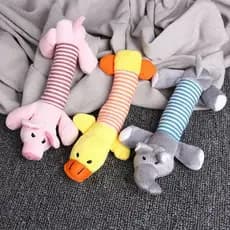 Kit 3 Brinquedos Mordedor De Pelúcia Pet Com Apito Interativo Pra Cachorros Caes Animais