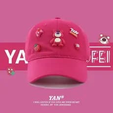 Cartoon Baseball Cap Girls New Strawberry Bear Hat Parent-Child Peaked Cap Face-Showing Small Hat oUMk