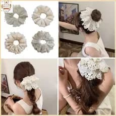 Laço Cabolo Multicamadas Princesa Bonito Anéis Laciness Scrunchies Lacework
