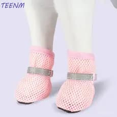 TEENM 4 Unidades/Conjunto Sapatos De Rede Para Cães , Malha Antiderrapantes Resistentes Ao Desgaste , Botas Curtas Respi