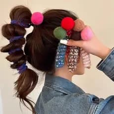 Linha telefônica de lã vermelha anel de cabelo feminino 2025 novo estilo outono inverno bonito trançado cabeça de cabelo