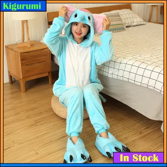 2026 Pijama De Macacão De Elefante Quente De Inverno , Animal De Desenho Animado Com Capuz De Flanela Grossa Para Adulto