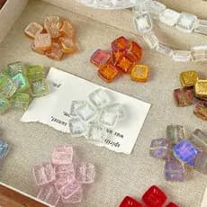 10 Pçs/Saco Glitter Transparente Fogos De Artifício Contas Quadradas Artesanais Materiais DIY Para Pulseiras Colares Ace