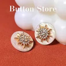 5 Pcs Botões De Metal Da Moda Decoração De Floco De Neve Redondo Costura À Mão Acessórios De Vestuário Feminino Resina D