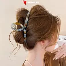 Clipe de Tubarão Grande de 13cm Estilo de Pintura a Óleo em Acrílico |     Presilha de Cabelo Elegante para Mulheres