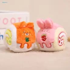 Plush Bag Accessory Keychain Pendant Cake Toy – Cute Stuffed Tiger Chocolate Rabbit Strawberry Fox Cat Roll Charm with