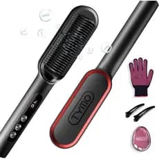 Escova Alisadora Iônica TYMO Ring Plus - Escova Alisadora de Íons Negativos para Mulheres, Revestimento de Titânio, 9 Co