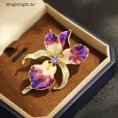 [brightlight.br] Broches Elegantes De Flores De Orquídea Esmaltadas , Lindas Bolsas De Roupas Femininas , De Plantas , A