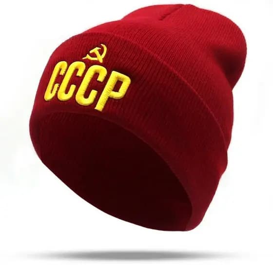 Gorro de malha com bordado 3D CCCP URSS, flexível, de algodão, casual, para mulheres, gorros de moda, chapéus de inverno