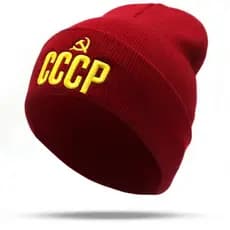 Gorro de malha com bordado 3D CCCP URSS, flexível, de algodão, casual, para mulheres, gorros de moda, chapéus de inverno