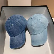Boné de Beisebol de Denim em Cor Sólida Coreano para Mulheres e Homens, Boné Snapback com Visor para Proteção Solar ao A