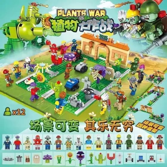 Lego Blocos de Construção Plantas vs. Zumbis cena fazenda combate guardas crianças meninos montados brinquedos educativo