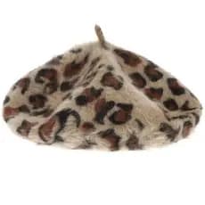 1 peça Boina Vintage com Estampa de Leopardo para Mulheres, Boina de Pelo com Estilo Francês, Boné Feminino, Bonés de Pe