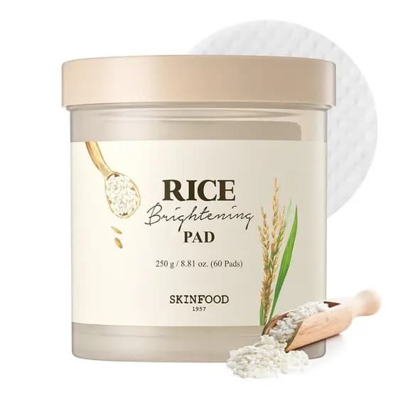 SKINFOOD Rice Daily Toner Pad, Tônico Facial Coreano com Discos de Algodão 100% para uma Radiante e Luminosa, Água