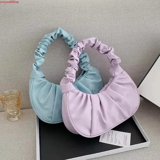 JUNYUE Bolsa Plissada , Quadrada Para Telefone De Nuvem Bolinho De Lua Crescente Couro PU Nas Axilas