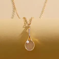 READY STOCK Exquisite Colar De Raquete De Tênis Pérola Para Meninas Zircon Pearl Tennis Ball Charm Clavicle Chain Jewelr