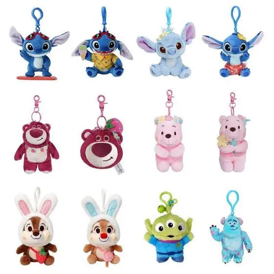 Pingente de Pelúcia Disney Plush Toy Winnie the Pooh Stitch Doll Pendant Pingente de Mochila da Escola de Bonecas de