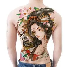 [1 Folha Grande de Tatuagem de Cobertura Total para o Peito, Adesivos Grandes à Prova d'Água de Peixe, Lobo, Tigre, Drag