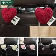 CFSTORE 2 Pçs De Pelúcia Forma Coração Gancho Do Carro Assento Traseiro Volta Ganchos Encosto De Cabeça Cabide Clipe Tit