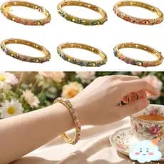 Pulseira RAIN Cloisonne , Dupla Chinesa Tradicional Banhada A Ouro