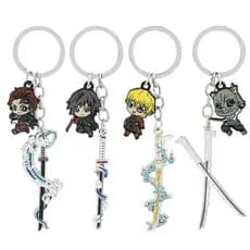 2 Conjunto/Peças Anime Demon Slayer Chaveiro Rengoku Kyoujurou Espada Modelo Crachá Chaveiros Para Fãs Cosplay Lembrança