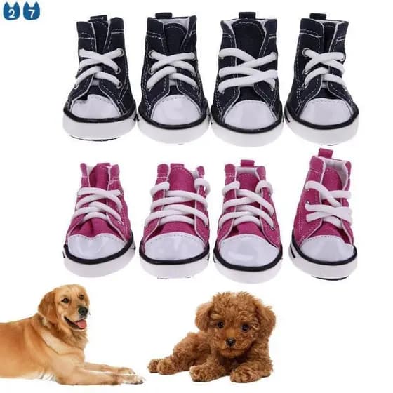 4 Peças De Sapatos Clássicos Para Cães De Estimação Estilo Lona Jeans