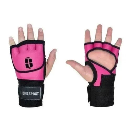 Luva De Treino Mma Muay Thai Com Bandagem One Sport Rosa P M G GG