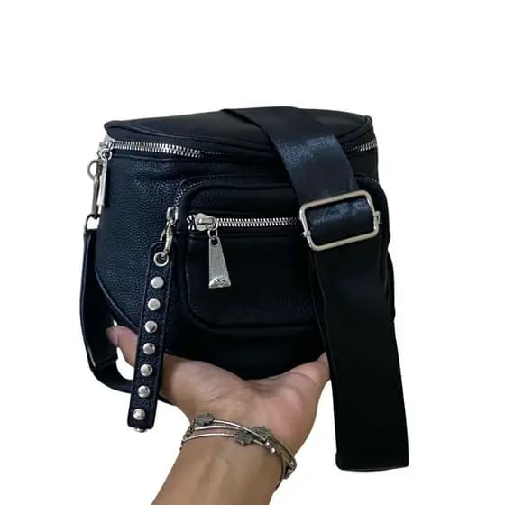 Pochete Grande Bolsa Transversal Feminina Couro Ecologico Resistente Oferta