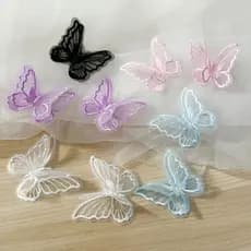 10Pcs Borboleta Camadas Duplas Patch Bordado Em Renda De Costura Reparo De Artesanal Applique 6 * 5CM