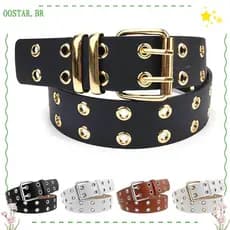 OOSTAR Punk Cinto Feminino Duplo Pino Fivela Cummerbunds Cintos Para Mulheres Couro Do Plutônio Jeans Cintas
