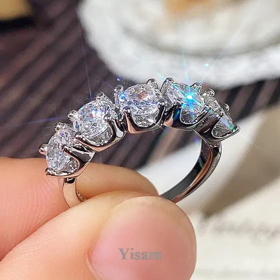Yisam Artesanal Eternidade Promessa Anel De Cristal Zircão Noivado Aliança De Casamento Anéis Para Mulheres Homens Dedo