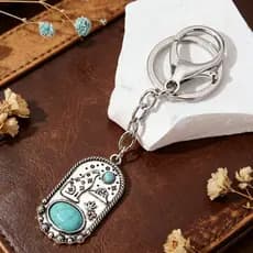 1 Peça Chaveiro Totem Animal Turquesa Azul Estilo Boêmio Pingente De Bolsa De Carro