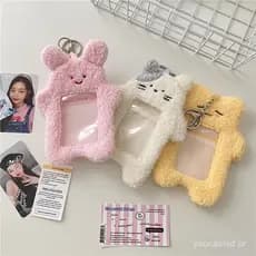 Porta-Cartões De Pelúcia De Coelhinho De Gato Coreano Portátil Ins Style Campus Refeição Cartão De Feijão Do Amor Pingen