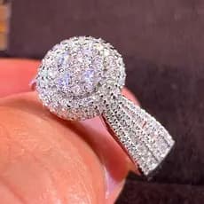 Requintado anel de noivado de diamante completo Super Flash diamante senhoras anel de cobre moda cheio de diamante pulse