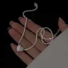 S925 prata esterlina em forma de coração colar simples moda jóias senhoras presente