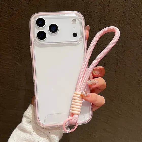 Minimalista Cor Sólida Acrílico Caso De Telefone Para iPhone 17 Ar 16 15 14 Plus 13 12 11 Pro Max Alça De Pulso Capa Prá