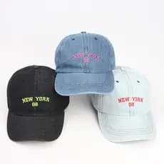 Boné Feminino de Primavera e Verão NEWYORK, Boné de Beisebol em Denim Lavado, Boné Masculino com Letras Bordadas, Boné d