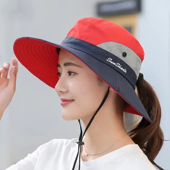 Zifon Chapéu De Sol Feminino De Aba Larga Dobrável E Proteção Uv Para Caminhadas / Acampamento D3D8