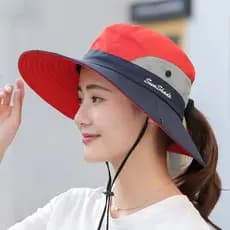 Zifon Chapéu De Sol Feminino De Aba Larga Dobrável E Proteção Uv Para Caminhadas / Acampamento D3D8
