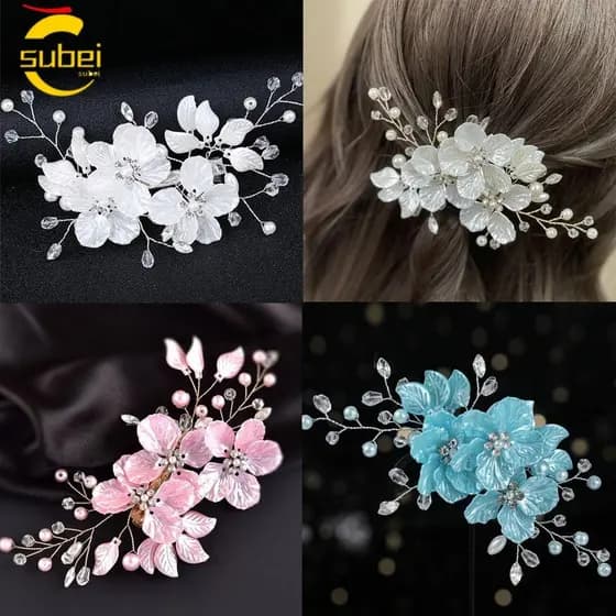 Pino De Cabelo De Flor SUBEI , Lindos Grampos Noiva De Cristal , Presilhas Elegantes De Estilo Floral